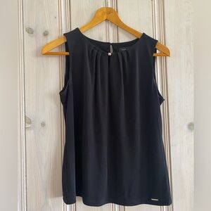 Ivanka Trump Sleeveless Black and Gold Pleated Neck Women’s Top